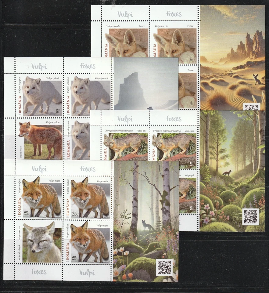 Romania STAMPS 2025 FOXES VULPI MNH POST SET SHEETS FAUNA ANIMALS - Image 1 of 1