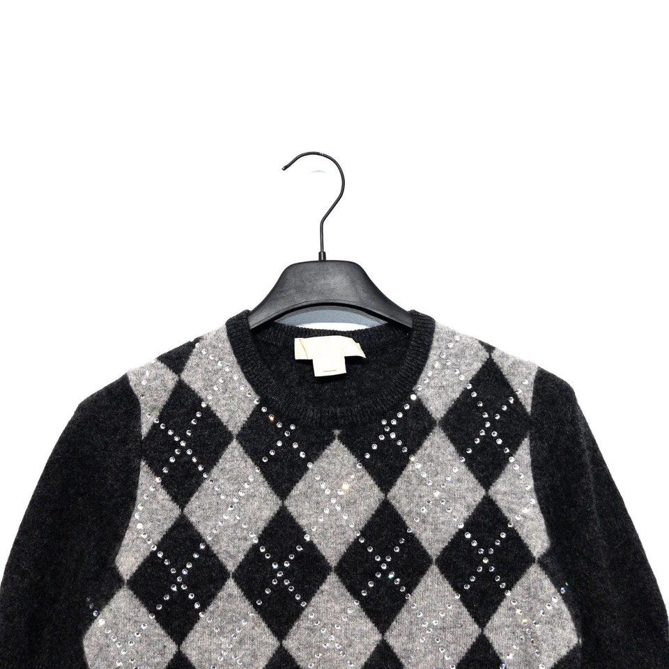 Top Michael Kors Gris Argyle Diamante 100% Cachemira Ajustado Tejido - Talla XS 4 6 Foto 3 de 4