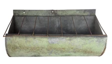 Antique Hanging Wall Box Trough Feeder Orig Verdigris Green Paint Primitive