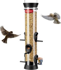 6 Ports Tube Bird Feeder for Outdoors Hanging Removable Base and Perch Easy