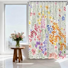 Small Stall Rv Colorful Floral Shower Curtain,36 X 72 Inch Cute Kids Watercol...