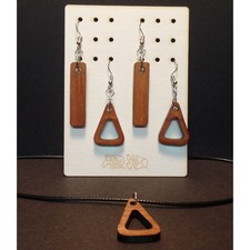 BOHO Teardrop Pierced Earrings Necklace Set 3 Wood Blue Acrylic Flower USA 45