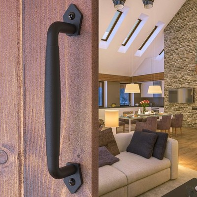 VivaLight 10 Inch Diamond Tapered Barn Door Handle - Black 10 Inch,