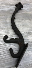 Vintage Decorative Cast Iron Wall Hat or Coat Hook 8"