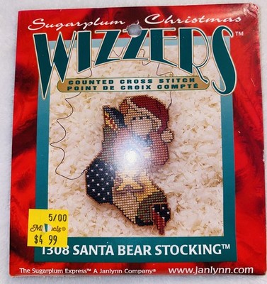 Sugarplum Christmas Wizzers Cross Stitch-Santa Bear Stocking