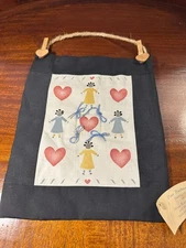 Pine Baroness Handcrafted Folk Art Heart & Girls Wall Hanging Banner 10″×8″