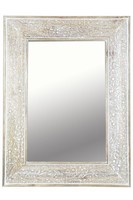 Boho Deko Spiegel Wandspiegel Schminkspiegel Flurspiegel Massivholz Weiß 60Cm