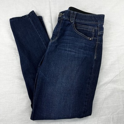 DEMOCRACY Womens 12 Ab Solution Skinny Jeans Elastic 35  Waist Mid Rise Dark