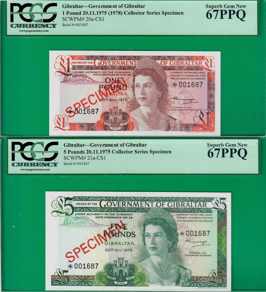 Gibraltar 1975 Collector Series Specimens, PCS1 Set, PCGS *66* to *68* all PPQ! - Image 2 of 4