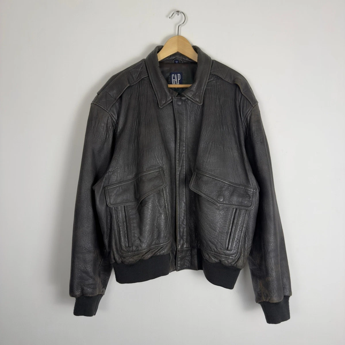 ジャケット・アウター OLD GAP 90s short leather bomber jacket Gap Black Leather Outer Shell Coats, Jackets & Vests for Men for