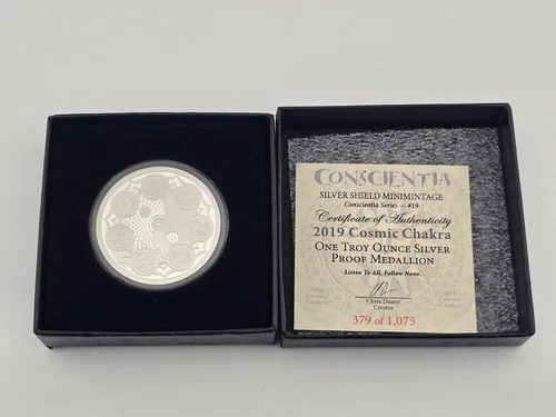 2019 Silver Shield Cosmic Chakra Yin-Yang Conscientia 1oz .999 Silver Proof