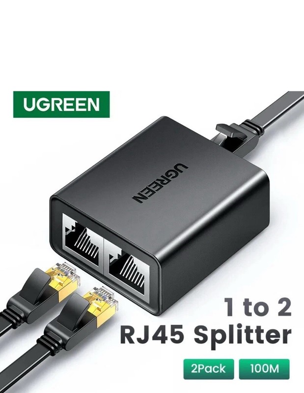 UGREEN RJ45 Splitter 1 to 2 Ethernet Adapter Cable Extender For PC Laptop TV - 2
