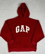 Gap Hoodie Sweatshirt Youth 2XL Red Fleece Logo Pullover USA Y2K Spellout