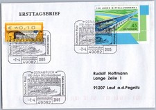 Sonderstempel Osnabrück 2005 - 100 Jahre Mittellandkanal, Kanalbrücke, Schiff