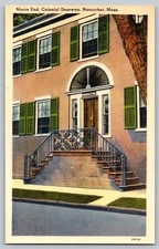 Vintage Moors End Colonial Doorway Postcard Nantucket MA Tichnor
