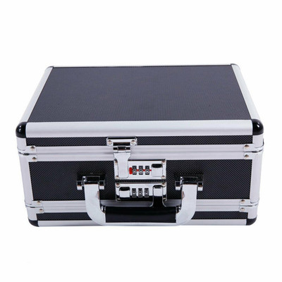 Aluminum Double 11.8'' Toolbox Tool Safe Box Portable Gun Digit Password Lock