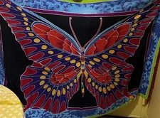 Buster ‘N’ Bogi Cover-up Scarf Multi-color Butterfly Print  68”x45. 100% Rayon