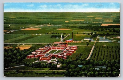 Lima Ohio State Hospital Aerial View 1948 Hires News Agency Postcard