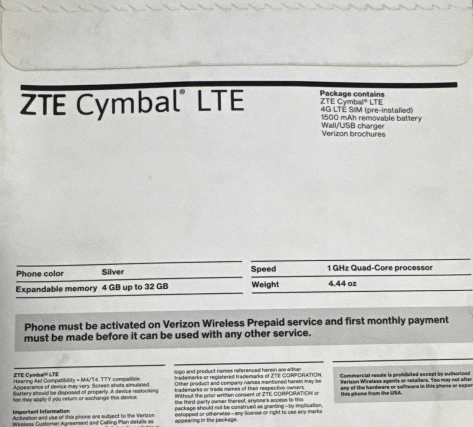 Cymbal Z233V 4G LTE Bluetooth Camera Silver Flip Phone Verizon No Contract - Image 3 of 4