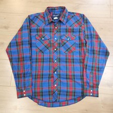 Wrangler Western Shirt Mens Large Blue Plaid Pearl Snap Long Sleeve Cowboy