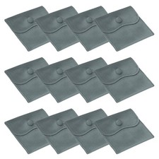 12 Pcs 4x4 Inch Velvet Jewelry Pouches Gift Bags with Snap Button Gray