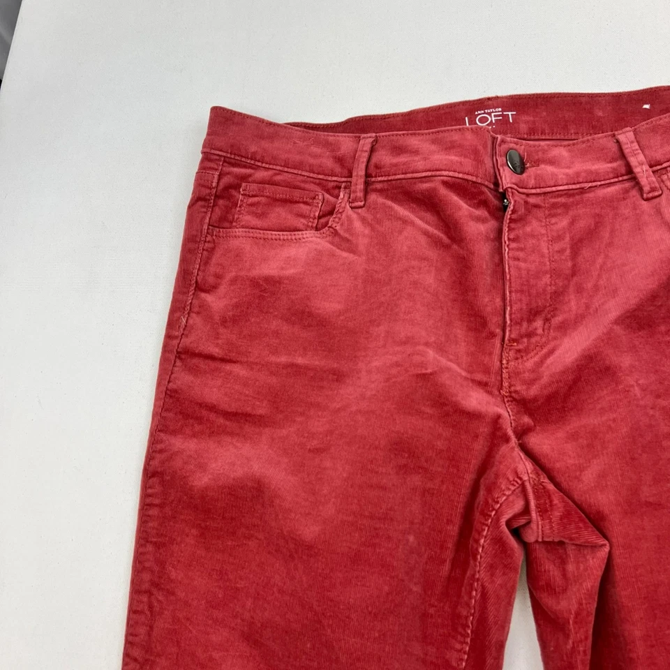 Pantalones Ann Taylor Loft modernos ajustados de pana tiro medio palo de rosa talla 14P Foto 4 de 4
