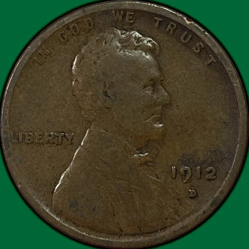 1912-D Lincoln Wheat Cent Fine F Coin #37493