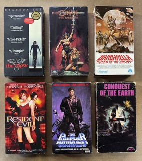 VHS LOT OF 6 — SCI FI / EPIC : CONAN • CROW • PUNISHER • RESIDENT EVIL
