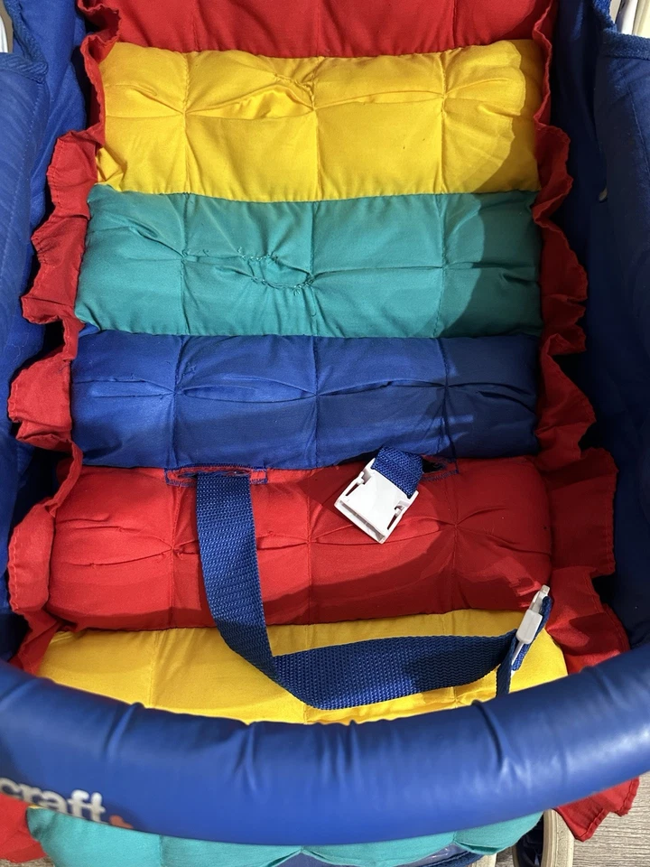 Cochecito de bebé Kolcraft vintage plegable posición multi asiento colores primarios años 90 Foto 3 de 4