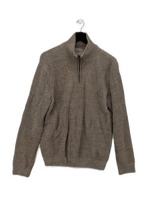 Folk Herren Pullover M Creme 100% Baumwolle Mock Neck Pulli