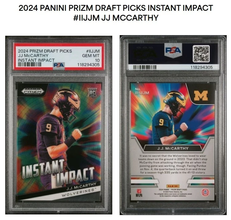 JJ McCarthy Panini Prizm Draft Picks Instant Impact #IIJJM Base