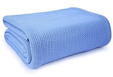 Hospital Thermal Blanket 66x90 Inch00 Cotton, Soft and Cozy, 1 Blue