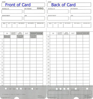 COMPUMATIC (300) Compatible Time Cards for Upunch HN2000, HN2500, HN4000, HN4500