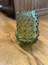 Fenton Colonial Green Avocado Hobnail Fairy Lamp Vintage 4.5 in Height