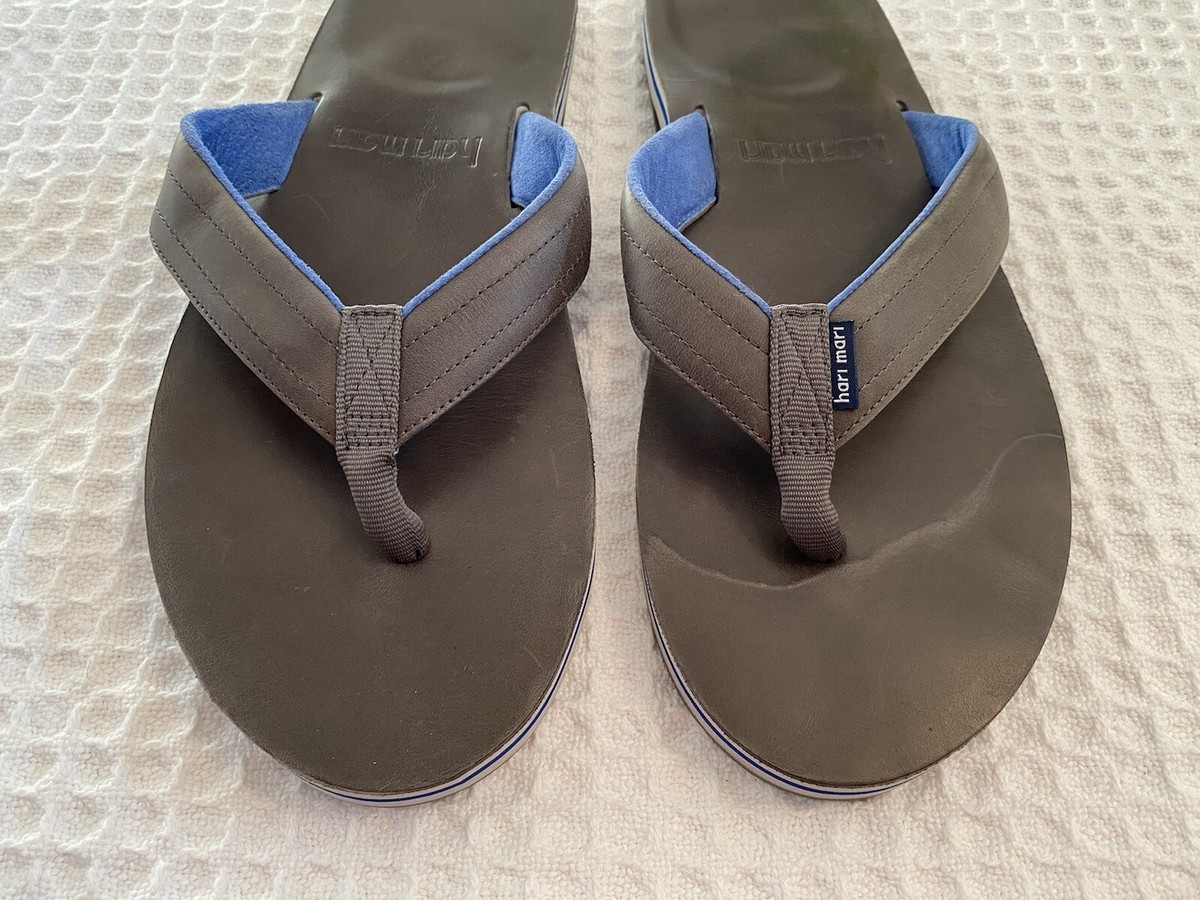 HARI MARI Lagos Gray Leather Flips Flops - men display picture 1