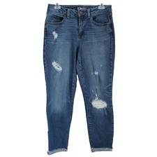 Rewash Super High Rise Mom Jeans Sz 7 28 Dark Wash Blue Distressed Denim Raw Hem