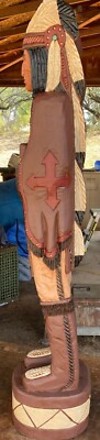 Frank Gallagher 5' CIGAR STORE INDIAN CHIEF THE SCOUT, 5 ft Wood Sculpture BROWN