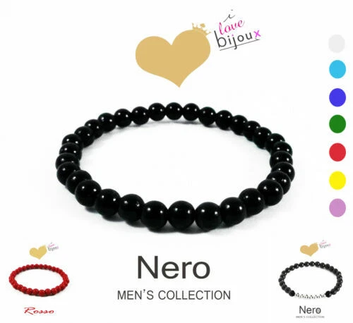 Bracciali di bigiotteria elastici nero in acciaio
