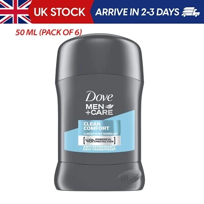 Dove Men+Care Clean Comfort Anti-perspirant Deodorant Stick Pack of6 UK