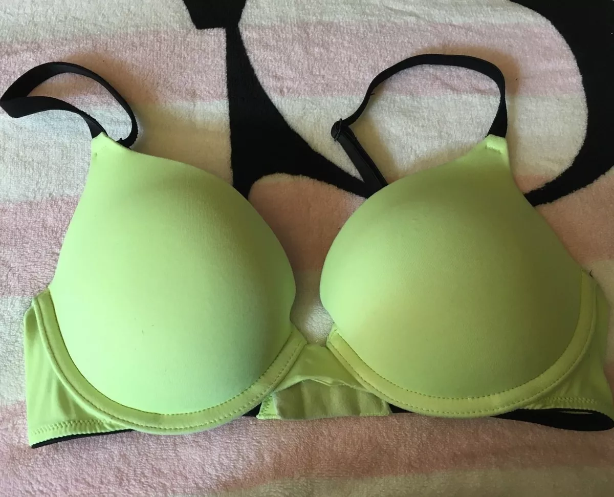 Victorias Secret PINK Green Black Padded Wear Everywhere Push Up Bra Size  32C