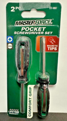 Professional Pocket Screwdriver Set Cross & Slotted Magnetic Tips Pro Comfort