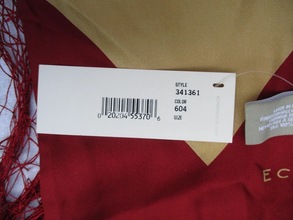 Echo Silk Harlequin Large Diamond and Tassel Fringe Crochet Scarf NEW with Tag - Image 4 of 4