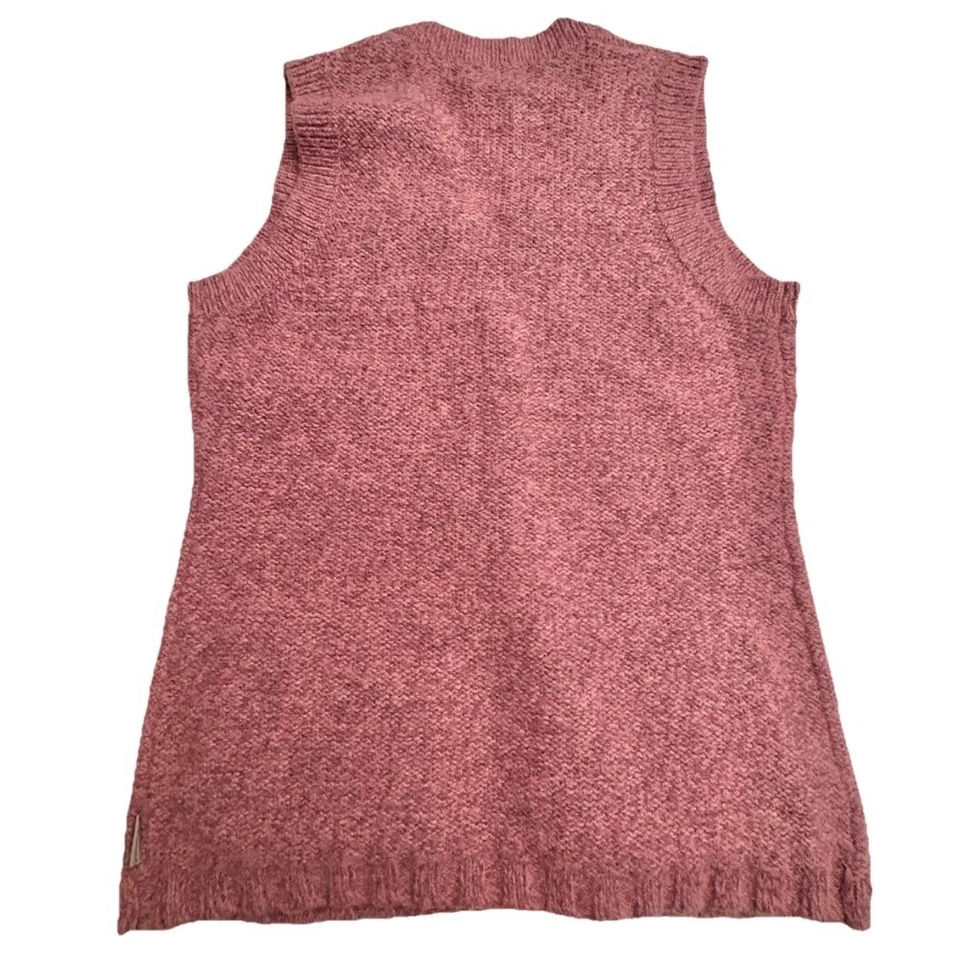 WOOLRICH Pinkish Purple Knit Wool Blend Sweater Vest Button Up w/Pockets MED EUC - Image 3 of 4