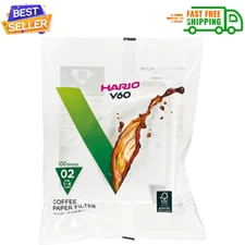 Hario V60 Paper Coffee Filters, Size 02, Natural, Tabbed - 100 Counts