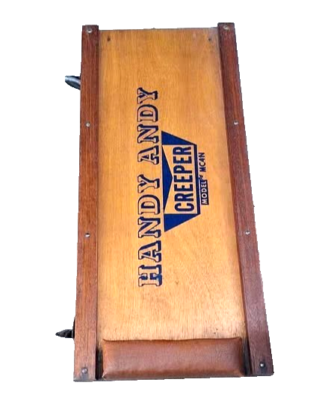 RARE 50's HANDY ANDY Logo Floor Rolling Wood Creeper Mechanic