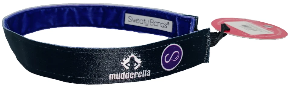 Mudderella Sweaty Bands Headband Non-Slip Velvet-Lined Athletic Hairband Black - Image 2 of 4