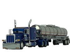 1/64 DCP  PETERBILT 389 FLAT TOP W/ BRENNER STAINLESS BANDED TANKER TRAILER