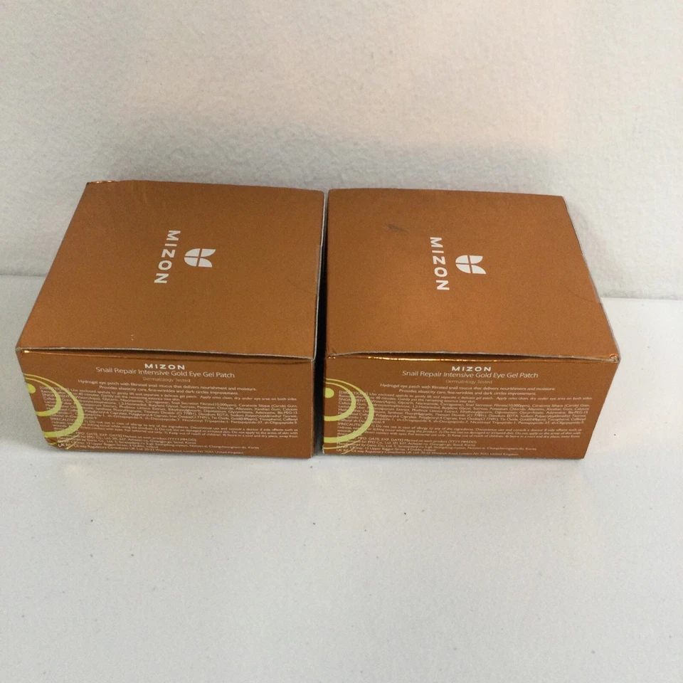 LOTE DE 2 parches de gel de ojos dorados intensivos para reparación de caracoles Mizon 60 piezas NUEVO, 12/2026 Foto 2 de 4