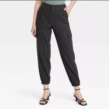    A New Day Women's Straight High Rise Ankle 28" Jogger Pants, Gray Plaid, 4
