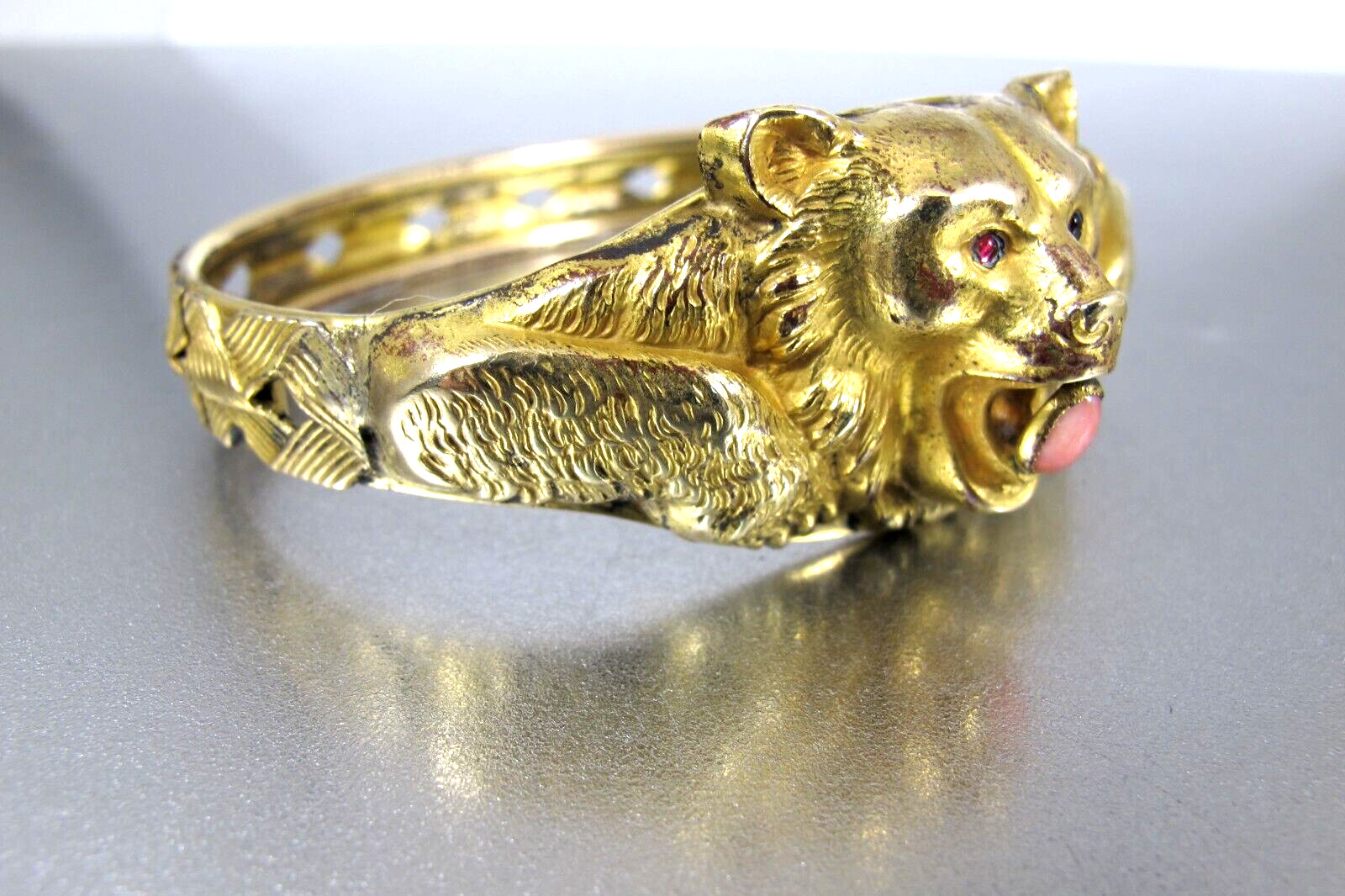 Antique Victorian Gold Filled Lion Bangle Bracele… - image 10